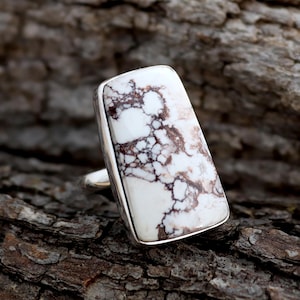 Wild Horse Jasper Ring, 925 Sterling Silver Ring, Freeform Wild Horse Ring, Fancy Magnesite Jasper Ring, Women Silver Gifts Ring Size #6
