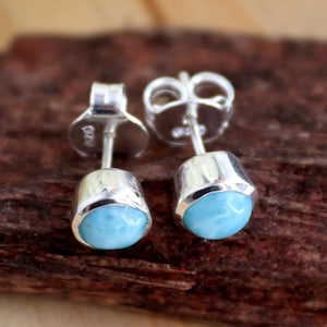 Larimar Stud earring, 925 Sterling Silver, Larimar Stud, Daily Wear Studs, Unisex Jewelry, Handmade Larimar Stud, Larimar Jewelry Gift, stud