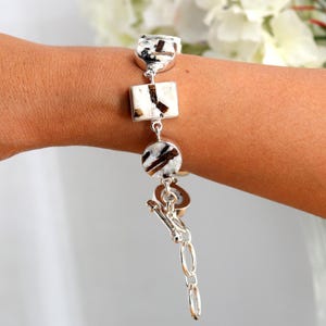 Rough Astrophyllite Bracelet, Oval Astrophyllite Bracelet, Handmade Raw Round Astrophyllite, Cushion Astrophyllite, Sterling Silver Bracelet