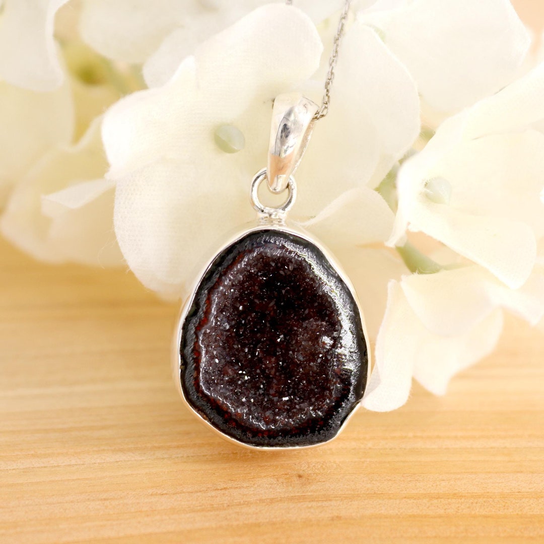 Fire Geode Tabasco Geode Pendant, Fire Geode Pendant, 925 Sterling Silver, Coconut ...