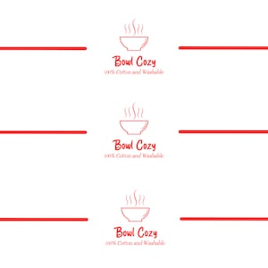 Printable Handmade Bowl Cozy Wrap DIY Packaging Downloadable PDF Print Cut  Glue Red