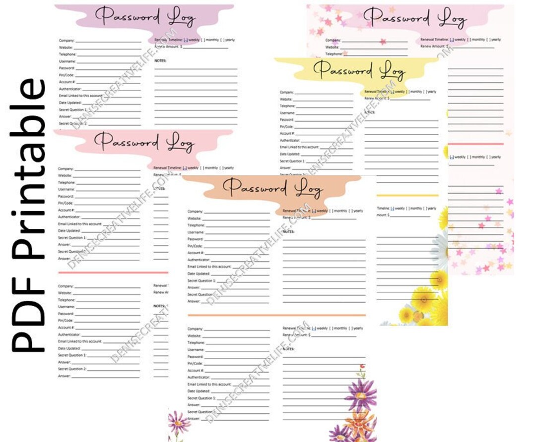 The Ultimate Business Printable PDF Password Tracker Log Organizer List ...