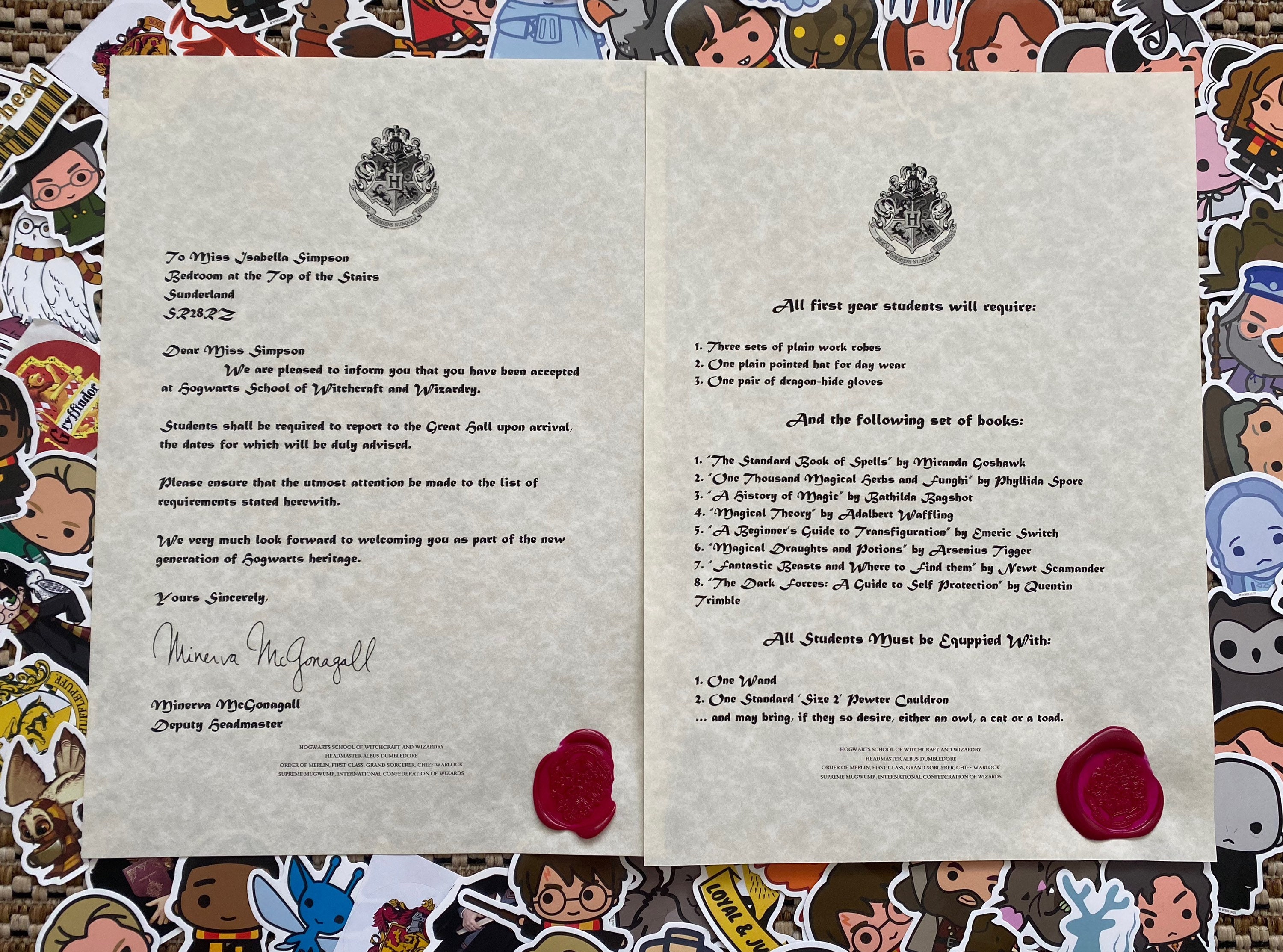 Hogwarts Acceptance Letter Etsy