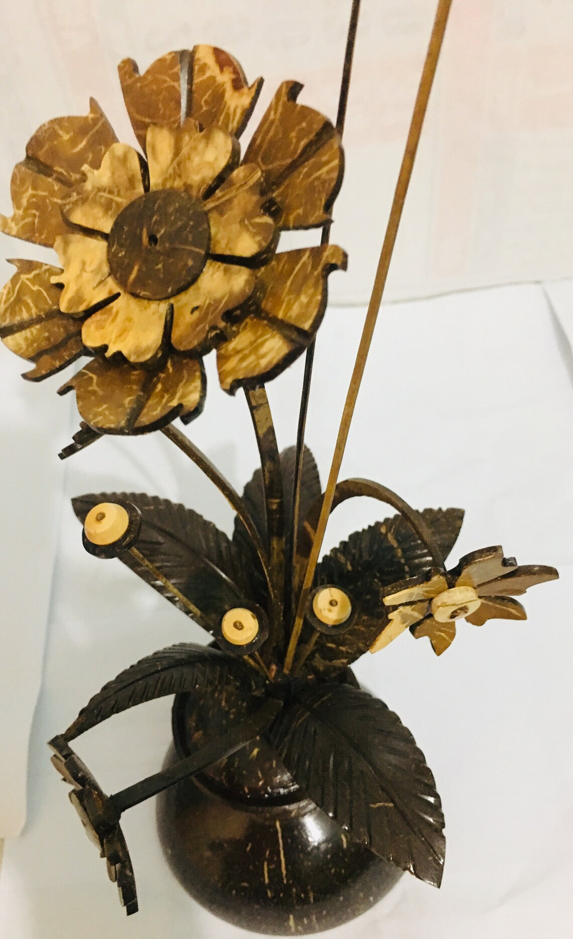 Handmade coconut shell flower vase Etsy