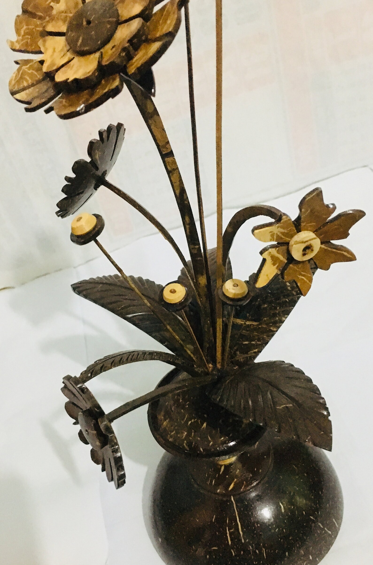 Handmade coconut shell flower vase Etsy