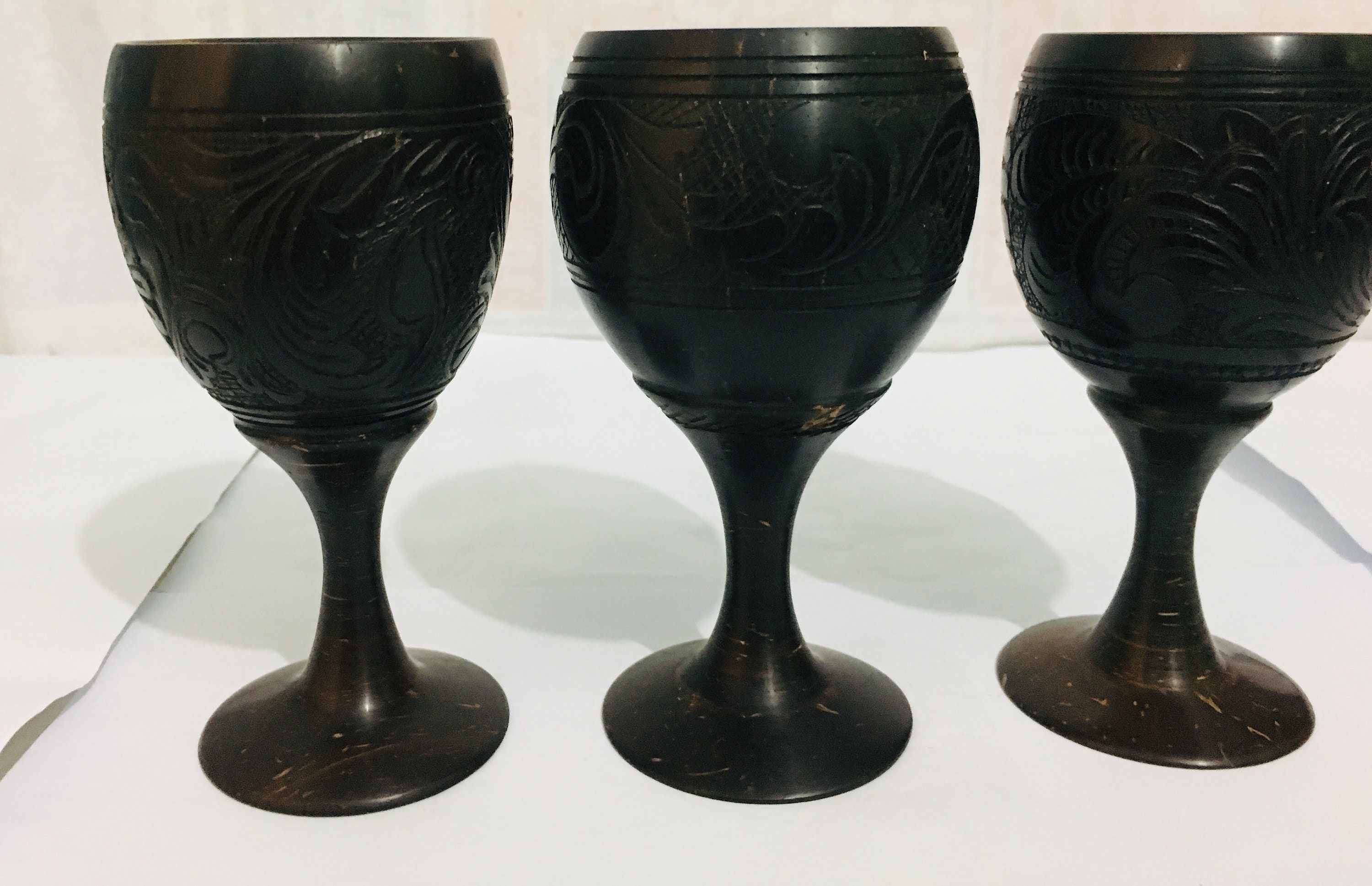 Handmade coconut shell wine glass set Etsy