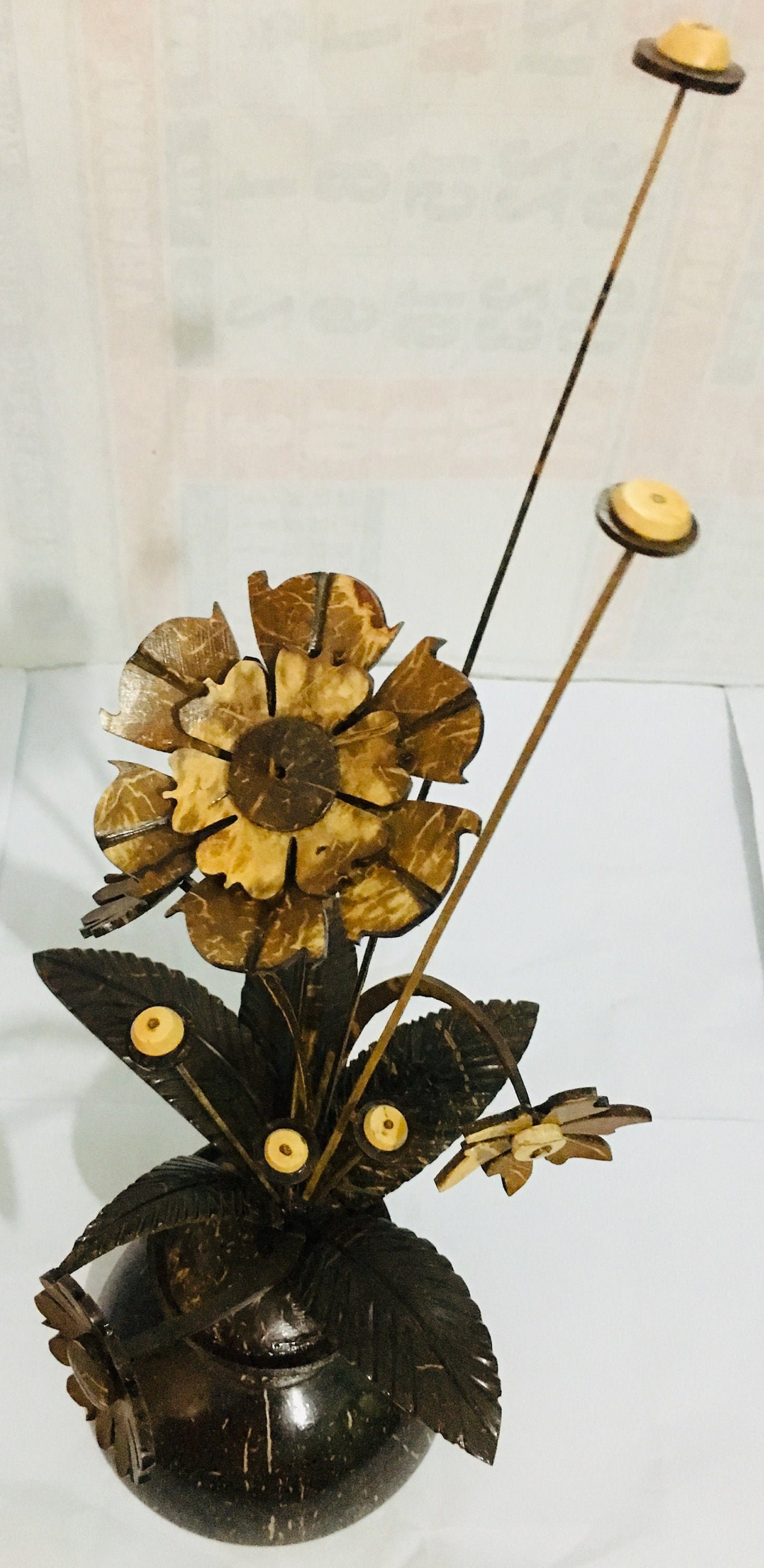 Handmade coconut shell flower vase Etsy