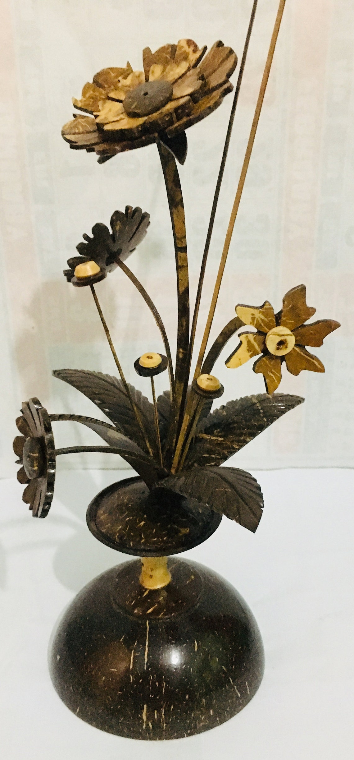 Handmade coconut shell flower vase Etsy