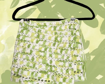Crochet  Green and White Wrap Skirt