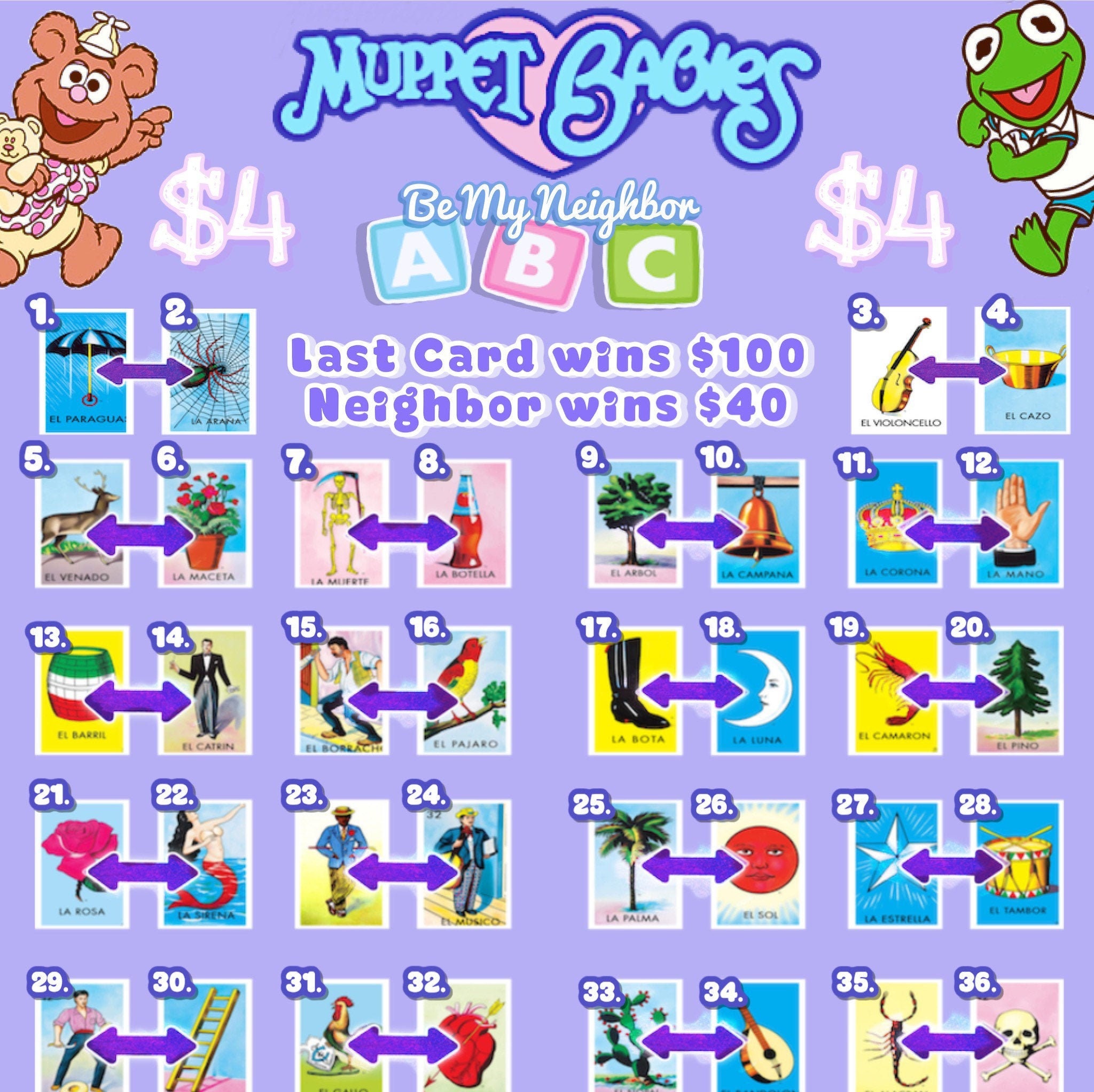 Custom Loteria Bingo Game Board Etsy