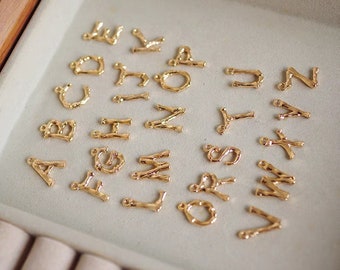 14K Gold Letter Charm: DIY Initial Necklace, Bracelet (16MM)