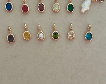 Dainty Birthstone Pendant Necklace: Minimalist Gemstone Birthday Gift