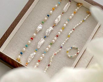 Handmade Freshwater Pearl Bracelet: Colorful Summer Jewelry
