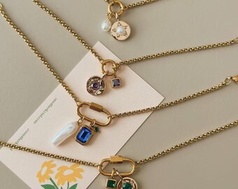 Customizable Birthstone Necklace: Gold-Plated Star Charm, Family Keepsake