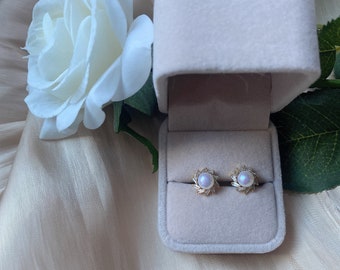 natural pearl sun flower earring