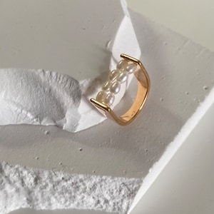 pearl ring fresh water, gold ring, Gold Pearl Ring, Stacking Ring, Simple Ring, June Birthstone, Minimalist Ring, Sterling Silver Pearl Ring