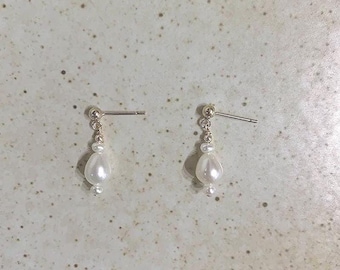 Real Freshwater Pearl Earrings, 14K Gold Plated Dangle Earrings