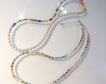 Handmade Colorful Fresh Water Pearl Necklace: Beaded Choker