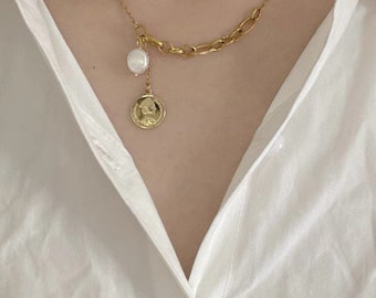 Baroque Pearl Chain Necklace: Chunky Freshwater Pearl Jewelry