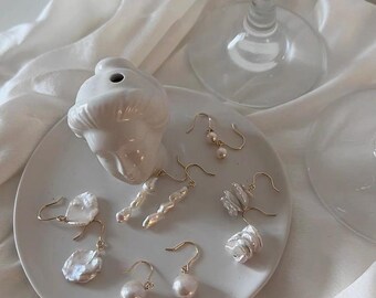 Pearl Drop Earrings: S925 Silver Hook, Freshwater Pearls