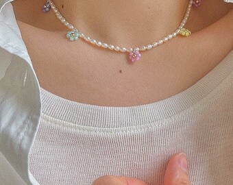 Color Beads Necklace, Pearl Necklace, Color Beads Choker