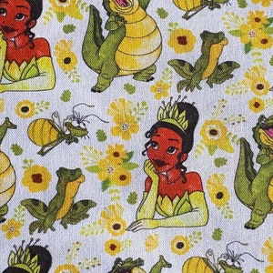 18x10” Princess Tiana Fabric 100% Cotton Fabric remnant Disney Princess and the Frog Fabric New Orleans Voodoo Ray Louis Prince Naveen