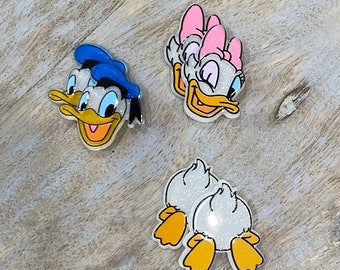 Żywice z brokatem Donald Duck | Żywica płaska z płaskim spodem | Żywica Daisy Duck | Pupy kaczek | Idealne do ozdabiania każdego projektu