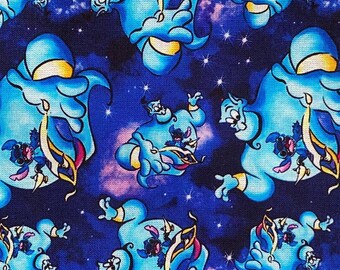 Tecido Disney Aladdin 100% algodão, cortes Fat Quarter Tumbler, cortes Fat Eighths, tecido Magic Genie Stitch