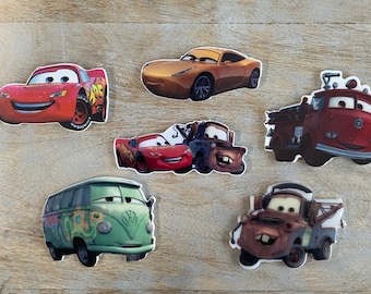 Resinas planas de Disney Cars: Rayo McQueen, Mater, Fillmore, Cruz y resinas rojas. Perfectas para decorar Carsland.