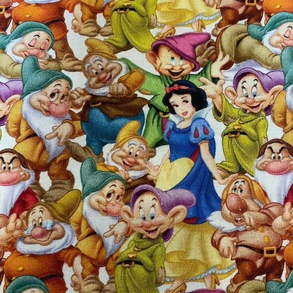 Tela Blancanieves Siete Enanitos 100% Tela de Algodón cortada a medida Disney Gorgeous Snow White Fabric