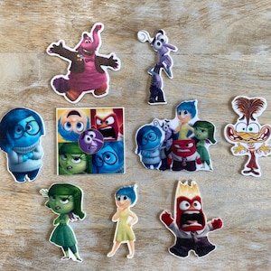 Disney Inside Out Inspired Flat Back Planar Resin Hair Bow Center Embellishment Embellishment Emotions Joy Disgust Fear Sadness  | SET of 2