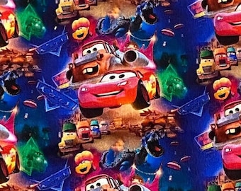 18x10" Disney Cars Fabric 100% Cotton Fabric Remnant Lightning McQueen Tow Mater Sally Cruz Cal Cars Land Fabric