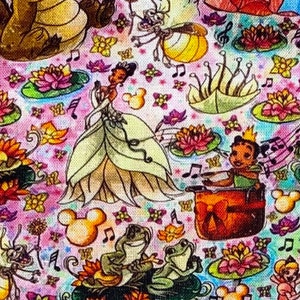 Disney Tiana Fabric 100% Cotton Fabric Fat Quarters Fat Eighths Tumbler Cut Princess and the Frog Fabric