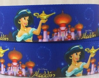 Cinta de la Princesa Jazmín de Disney de 1 pulgada, cinta de grogrén de alta calidad cortada a medida, cinta de Aladdin, lazos para el cabello, coronas, álbumes de recortes y más