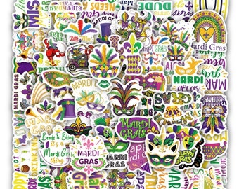 Mardi Gras Stickers Pack | New Orleans Water Resistant | Laptop Stickers Water Bottle Decoration | Scrapbooking | Journaling