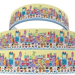 Disney It’s a Small World Ribbon 1&quot;, 1.5&quot; and 2&quot; High Quality Grosgrain Ribbon By The Yard Disney Ribbon Disney World Disneyland