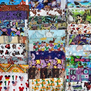 Disney Fabric Bundle Mystery Grab Bag NO Duplicates 10 Fat Eighths 100% Cotton Fabric Perfect for Mickey Ears Princesses Park Fabric More