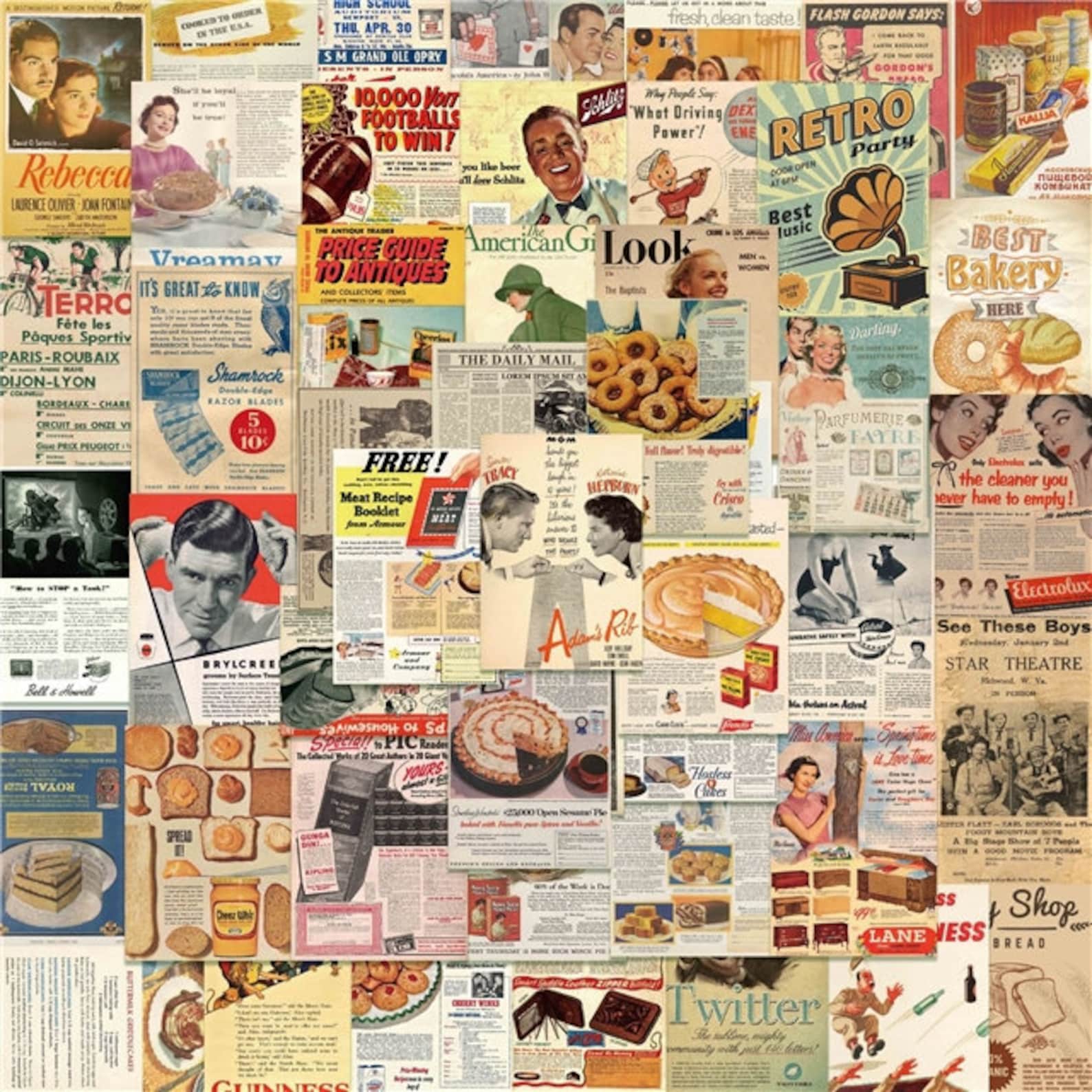 Magazine Sticker Background Vintage Magazine Stickers Pack | Water Resistant | Decoration ...