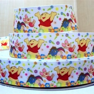Cinta de Winnie The Pooh de 1 pulgada de alta calidad cortada a medida Cinta de grogrén Disney Tigger Piglet Eeyore Spring Day