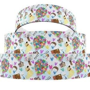Disney Up Ribbon 1&quot;, 1.5&quot;, and 2&quot; High Quality Grosgrain Ribbon By The Yard | Russel, Carl Balloons Hair Bows Wreaths Scrapbooking crafts