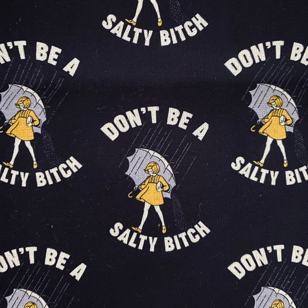 18x10" Don’t Be Salty Fabric 100% Cotton Fabric Remnant Salt Umbrella Girl