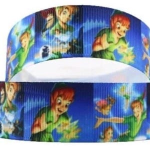 Disney Peter Pan Ribbon 7/8", 1", and 1.5" High Quality Grosgrain Ribbon By The Yard Tinker Bell Wendy Lost Boys Captain Hook Michael John
