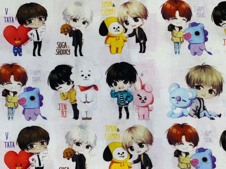 BTS Fabric 100 Cotton Fabric by the Yard Bangtan KPOP Group Etsy
