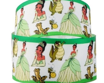 Wstążka Disney Princess and the Frog 1" i 1,5" Wysokiej jakości wstążka grosgrain przycięta na wymiar Tiana Movie Film Character Cartoon