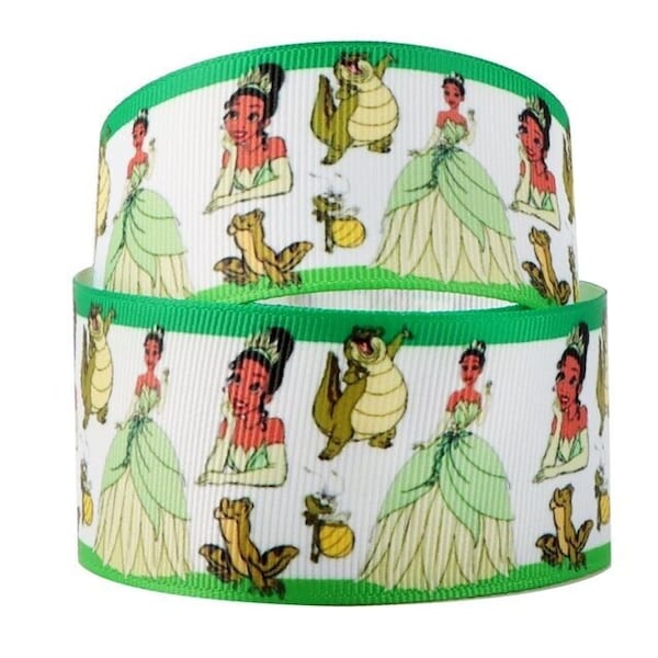 Disney Princess and the Frog Ribbon 1" & 1.5" High Quality Grosgrain Ribbon By The Yard Tiana Movie Film Character Cartoon