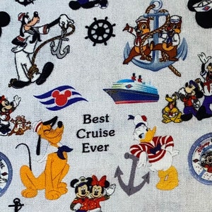 18x10” Disney Cruise Line Fabric 100% Cotton Fabric Remnant Fantasy Wonder Magic Dream Castaway Cay Goofy Donald Duck Pluto Mickey Wish
