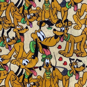 Disney Pluto Fabric 100% Cotton Fabric Fat Quarters Fat Eighths Tumbler Cut Disney Dog Mickey Mouse Pet Pal