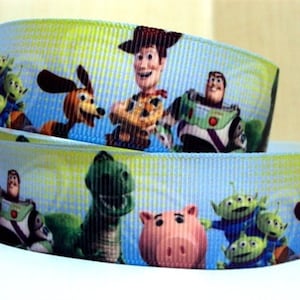 Disney Toy Story Ribbon 1&quot; and 1.5&quot; High Quality Grosgrain Ribbon By The Yard Woody Buzz Lightyear Ribbon Ham Slinky