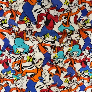 Disney Goofy Fabric Collage 100% Cotton Fat Quarters Fat Eighths Tumbler Cut Disney Dog Character Mickey Mouse Friend Goof