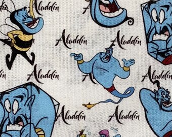Tecido Disney Genie 100% algodão, retalho de 45,7 x 25,4 cm (18 x 10 polegadas), lâmpada mágica de Aladdin.
